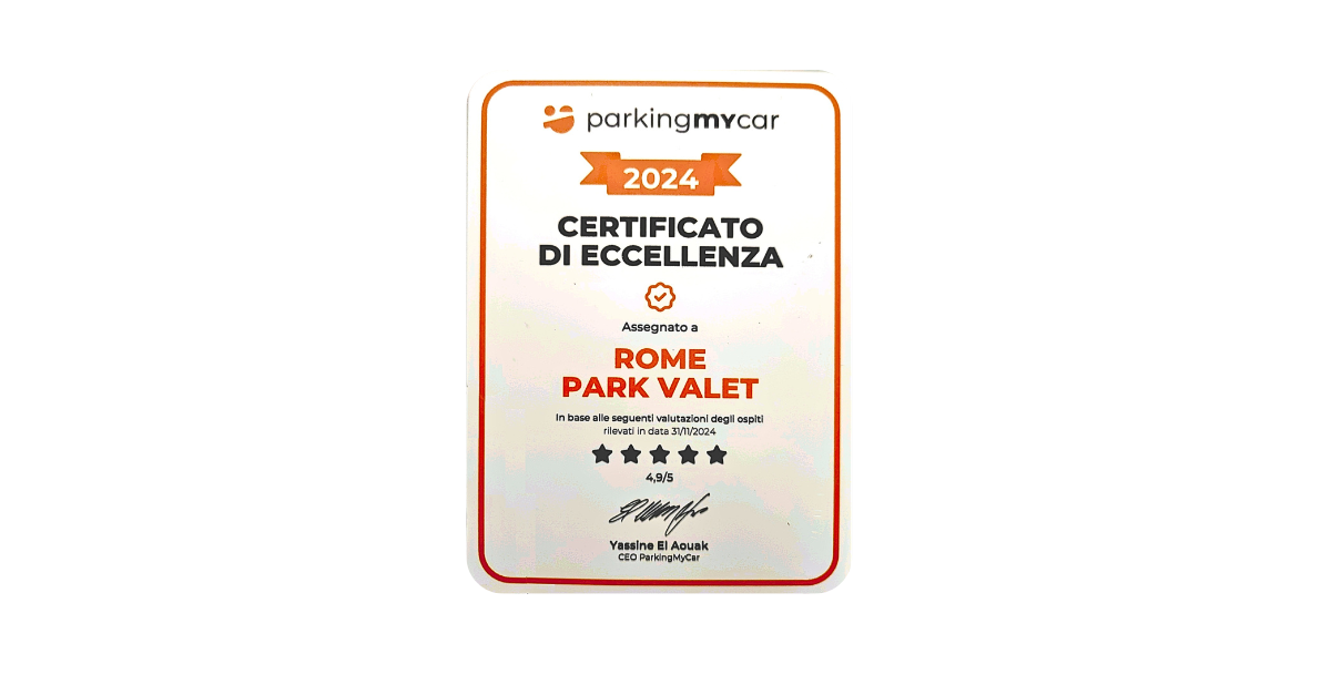 Al momento stai visualizzando Rome Park Valet premiato da Parking My Car: 5 stelle per eccellenza nel servizio e soddisfazione del cliente!